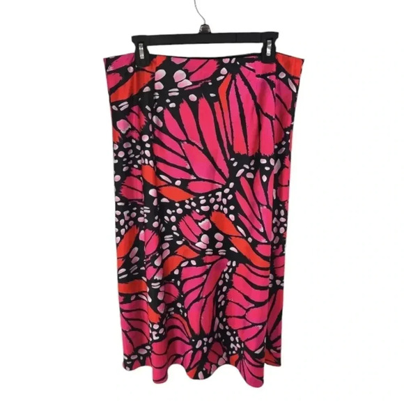 {Milly} Fion Graphic Butterfly Bias Cut Satin Skirt - Picture 7 of 17